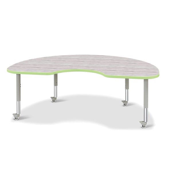 Berries Kidney Activity Table, 48 in. x 72 in., Mobile, Driftwood Gray/Key Lime/Gray